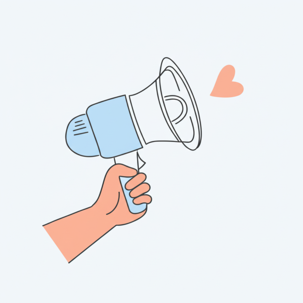 Minimalist illustration of an NGO's mission being amplified