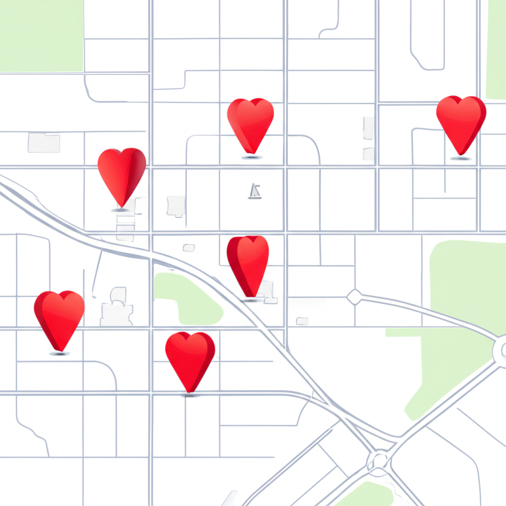 Illustration of a map showing crowdsourced acts of kindness.