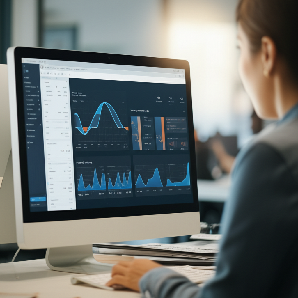 Illustration of a data dashboard with charts for retail survey.
